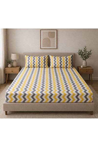 DüşEvi Double Ranforce Fabric Fitted Sheet Set – Breathable Soft-Textured