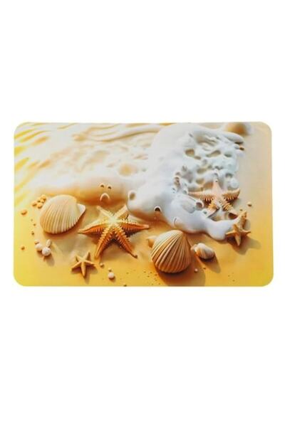 OEM Χαλάκι Παραλίας/Μπάνιου με Κοχύλια, Αντιολισθητικό, από Καουτσούκ, Κίτριν...