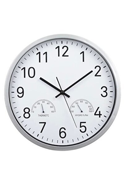 Wonderland Ρολόι τοίχου με θερμόμετρο και υγρασιόμετρο, Στρογγυλό, 34 εκ.
