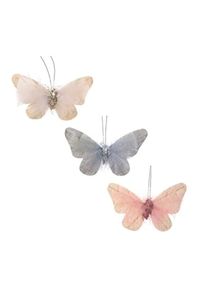 OEM Διακοσμητικές Πεταλούδες για Κουρτίνες με Μεταλλικό Κλιπ, Εκρού/Γκρι/Νουν...