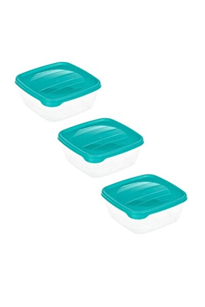 OEM Σετ 3 Διαφανών Δοχείων Αποθήκευσης Τροφίμων με Πράσινο Καπάκι