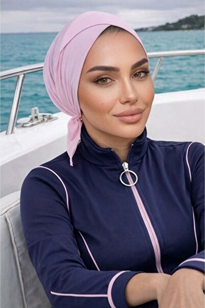 Aişe tesettür Λιλά Σταυρωτό Λουράκι Θάλασσας - Καπέλο Πισίνας