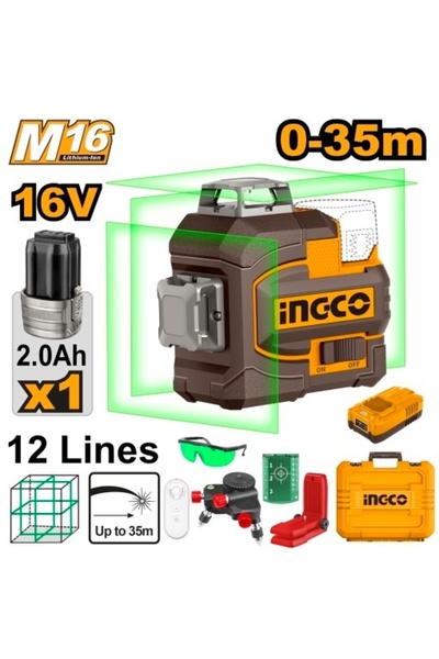 Ingco Αλφάδι λέιζερ 16 V 0-35 μ. HLL 301201