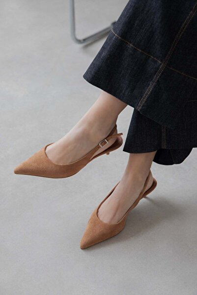 STRASWANS Γυναικεία παπούτσια Cuesta με τακούνι από σουέντ, καφέ χρώμα