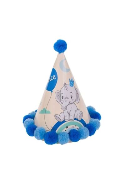 OEM Καπέλο πάρτι, Μοντέλο Πρίγκιπας Ελέφαντα Ουράνιο Τόξο, Μπλε με πομπόν, Ø1...