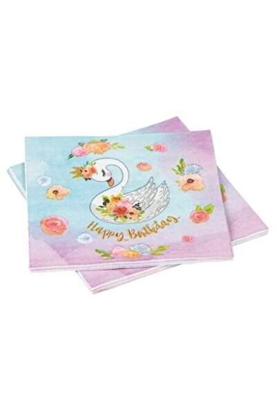 OEM Σετ 12 Πετσετών για Γενέθλια ή Πάρτι, Κύκνος, Πολύχρωμο, 33 x 33 εκ.