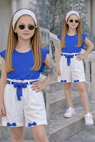 Burçak Butik Момичешки летен муселинов комплект с къси панталони |   Блуза, Б...