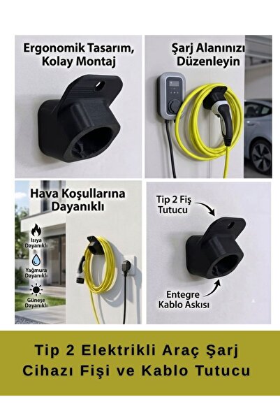 larenauto Tip 2 Elektrikli Araç Şarj Cihazı Fişi ve Kablo Tutucu