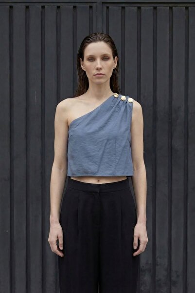 Hiccup MY FASHION Ασύμμετρο τοπ από σιφόν με λαιμόκοψη