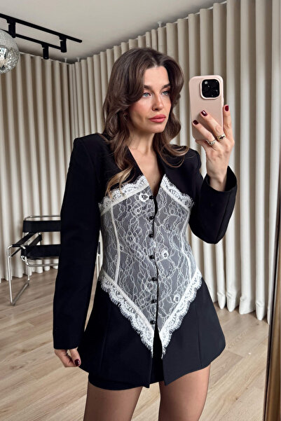 My Blog Μαύρο Μπουφάν με Διακοσμητικά Κορδόνια - 0781