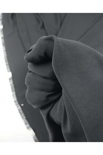 Kumaş Parça Ύφασμα σιφόν κρεπ σε μαύρο χρώμα, πλάτος: 145 εκ.