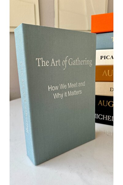 irayhomedecor Fabric Covered the Art of Gat. Blue Silver Decorative Book Box