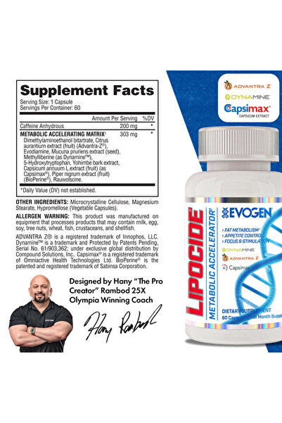 EVOGEN Nutrition Lipocide Appetite Control Burner Focus 60 Capsules