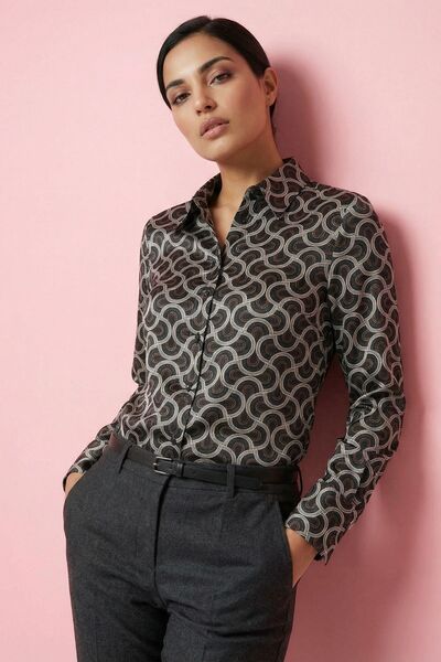 Hiccup MY FASHION Μακρυμάνικο πουκάμισο με γεωμετρικά σχέδια και κουμπιά