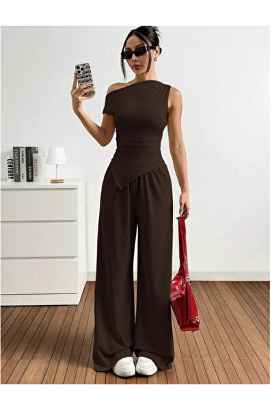 blck & premium Asymmetric Detailed Off-Shoulder Suit Usa Trend - Do9342