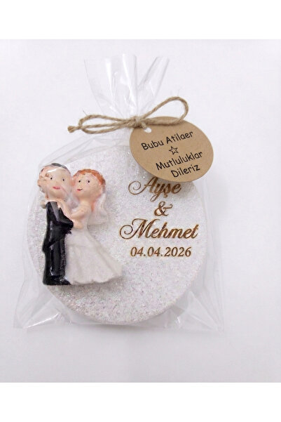 bubuatilaer 10 Adet Nikah, Nişan, Sünnet Hediyeliği - İsimli ve Tarihli Magne...