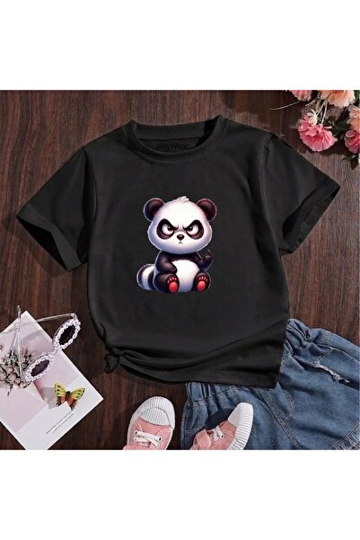 playwear Παιδικό unisex μπλουζάκι με στάμπα Angry Panda, 100% βαμβακερό, με λ...