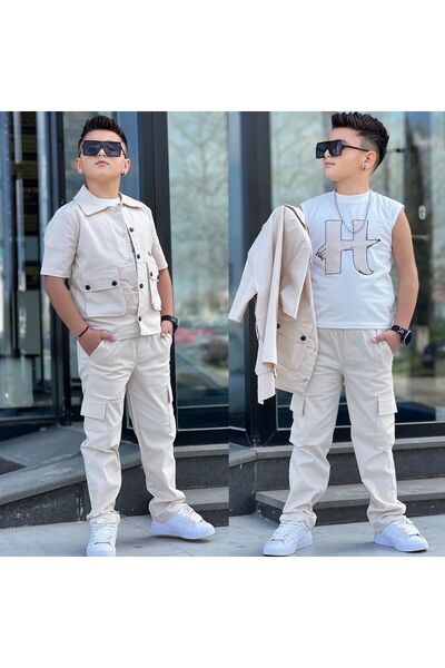 zavera for kids Αγορίστικο Λινό Καλοκαιρινό Σετ 3 τεμαχίων - Σακάκι - Παντελό...