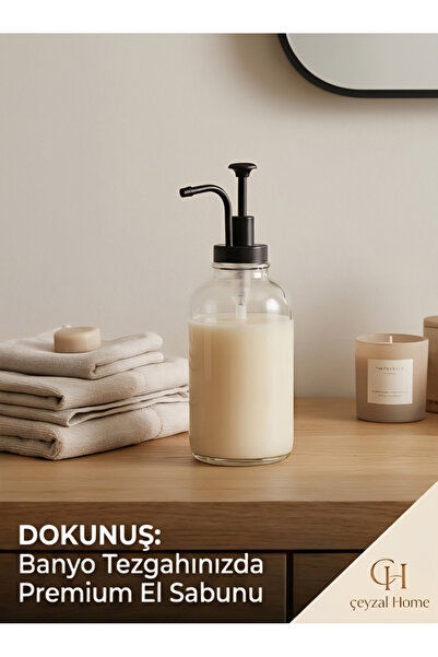 ÇEYZAL Nostaljik Cam Sıvı Sabunluk Mutfak Bulaşık Deterjanlık Banyo Şampuanlı...