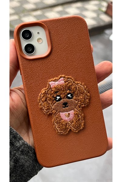 EDELFU متوافق مع iPhone 11 - غطاء سيليكون ناعم على شكل كلب ذو شعر منفوش