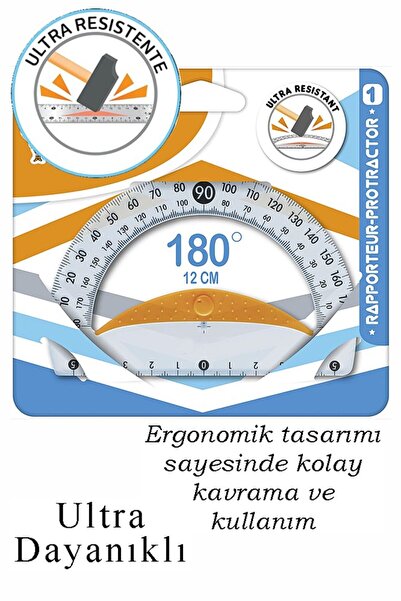 Artlantis Dayanıklı Açı Ölçer 12 Cm 1 Adet Plastik İletki Şeffaf Geometri Mat...