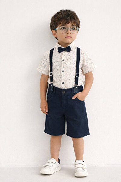 MİNİK DÜŞLER Set cămașă și pantaloni scurți cu papion pentru băieți