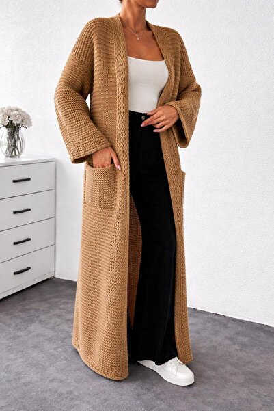 yardıtekstil Tricot Patterned Long Cardigan