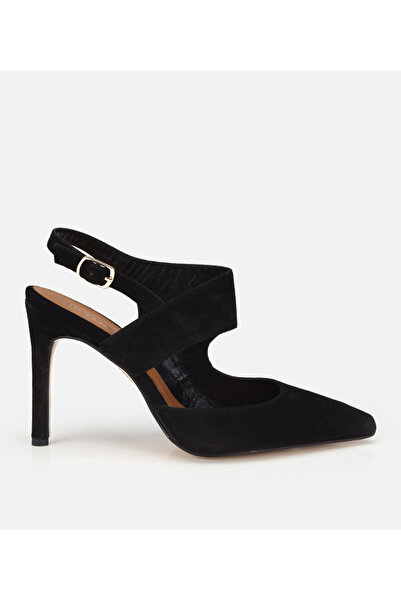 Hotiç Γυναικείο δερμάτινο σουέτ μαύρο στιλέτο με ανοιχτή πλάτη