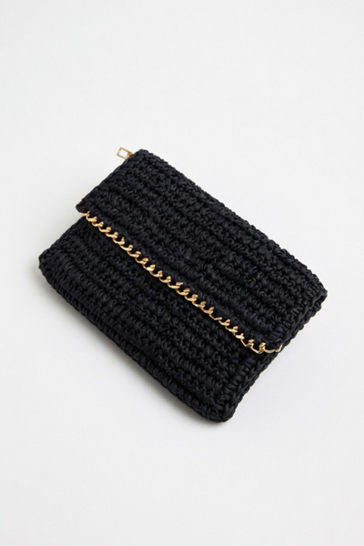 Mollycrush Γυναικεία Σειρά Premium Χειροποίητο Μαύρο Ψάθινο Πορτφόλιο |   Τσά...