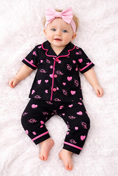 derin baby 100% Cotton Short Sleeve Summer Tiny Heart Patterned Bottom and To...