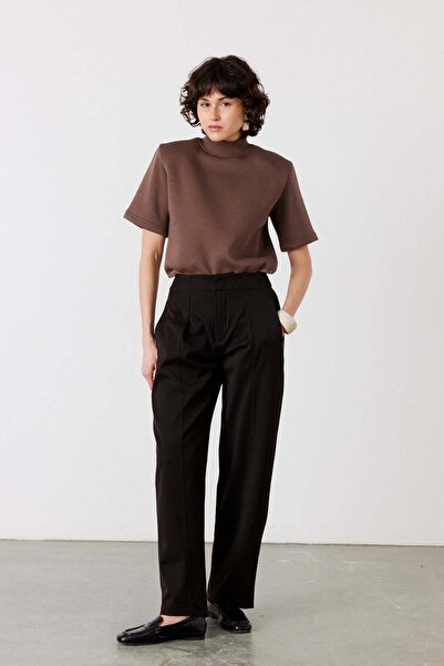 FACETTE Πλισέ παντελόνι σε γραμμή μπαλόνι, Καφέ πικρό