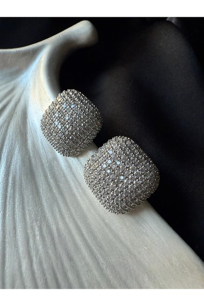 PALICE Zircon Stone Square Button Earrings