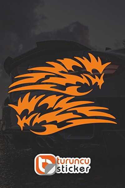 Turuncu Sticker ملصق طقم الأجنحة (يمين-يسار) مقاس 17x7 سم - ملصق للسيارة - ال...