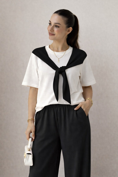 OTAKU Γυναικείο Σετ Παντελόνι και T-Shirt από Ύφασμα Premium Modal με Λεπτομέ...