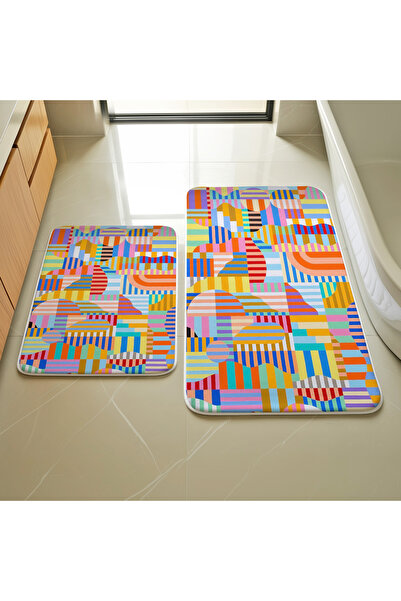 GENELOEM Set de 2 covorașe cu model geometric colorat m87
