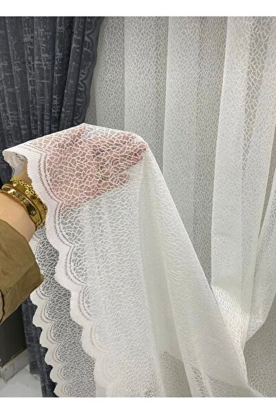 Samsa Collection TÜL PERDE BUZ KIRIĞI DESENLİ ÖRME KUMAŞ ORTA PİLELİ KIRIŞMAZ...