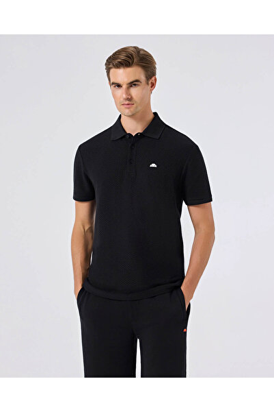Ellesse Μαύρο ανδρικό μπλουζάκι πόλο με λαιμόκοψη 6Sm5010