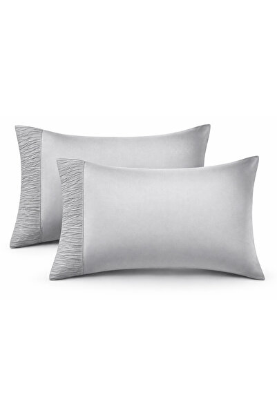 Qidoe Μαξιλαροθήκη 40 x 80 εκ., σετ 2 τεμαχίων, ανοιχτό γκρι, με πλισέ σχέδιο...