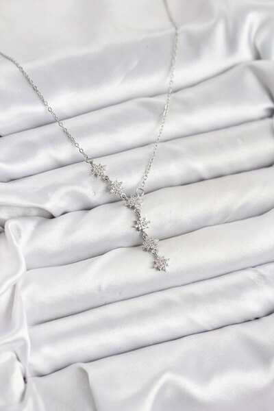 Nehir Stylish 316L Steel Chain Silver Color Pole Star Model Women's Necklace ...