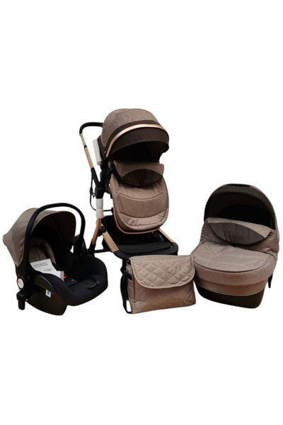 OEM Καρότσι 518C Κρεμ, 3 σε 1, με πορτ-μπεμπέ, σπορ καρότσι και κάθισμα αυτοκ...