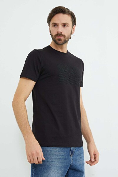 Fulla Moda Μπλουζάκι με ανάγλυφο εμπριμέ λαιμόκοψη