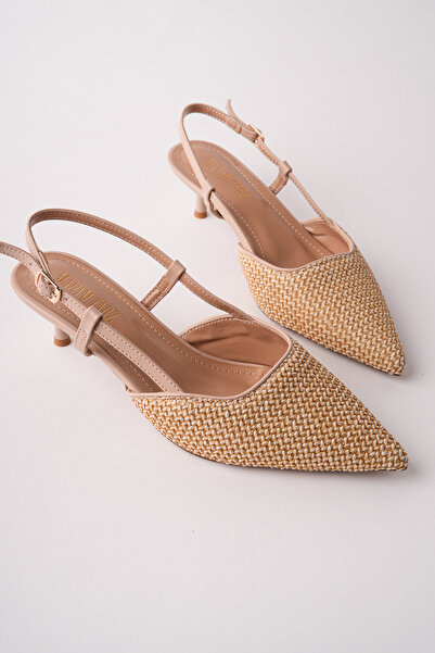Madam Tarz JBR-F80 Ψάθινα παπούτσια με λεπτό τακούνι και ζώνη