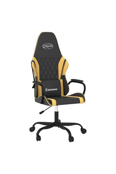 vidaxl Scaun de gaming de masaj, negru și auriu, piele ecologică