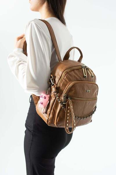 571 Collections Çanta Washed Leather, Multi-Compartment, Backpack (Casual, Tr...