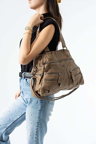 571 Collections Çanta Washable Leather Multi-Compartment, Shoulder and Arm Ba...