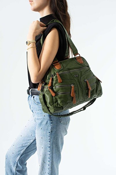 571 Collections Çanta Washable Leather Multi-Compartment, Shoulder and Arm Ba...