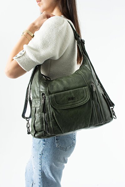 571 Collections Çanta Washed Leather, Multi-Functional Backpack and Shoulder ...