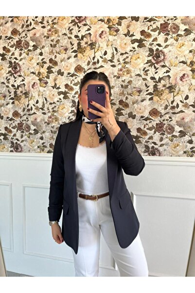 AVŞİN Kadın Kolları Büzgülü Vatkalı Belden Oturan Blazer Ceket