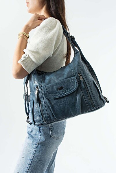 571 Collections Çanta Washed Leather, Multifunctional Backpack and Shoulder B...