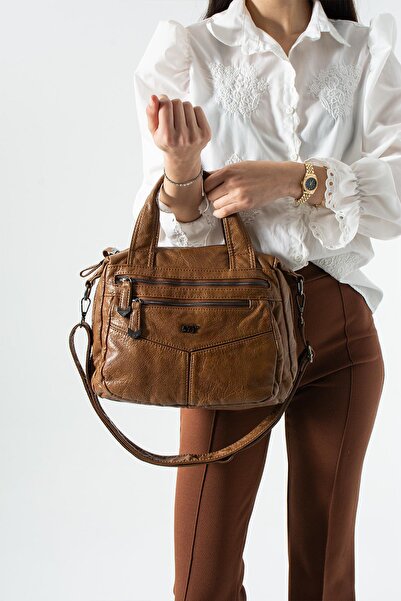 571 Collections Çanta Washable Leather Multi-Compartment Cross Shoulder Bag B...